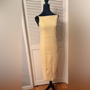 Express Pale Yellow Sleeveless Midi Sheath Dress